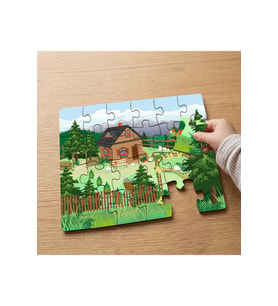 Bahçeli Şirin Ev Tasarımlı 24 Parça Ahşap Çocuk Puzzle MPK0295