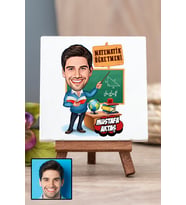 Erkek Matematik Öğretmenine Öğretmenler Günü Hediyesi Karikatürlü Masa Dekoru