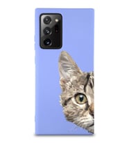 Samsung Galaxy Note 20 Ultra Uyumlu Lansman Kılıf Catface Tasarımlı İçi Kadife Kapak-Lila (Şeffaf)