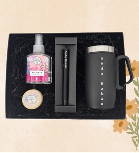 Kişiye Özel 240 Ml Çelik Termos & Kişiye Özel Kalem & Kolonya & El Kremi Hediye Seti