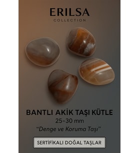 Sertifikalı Bantlı Akik Taşı Kütle 25–30 mm Denge Koruma ve Topraklanma Taşı (Çok Renkli)