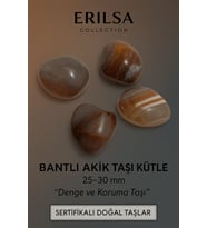 Sertifikalı Bantlı Akik Taşı Kütle 25–30 mm Denge Koruma ve Topraklanma Taşı (Çok Renkli)