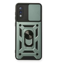 Newface Samsung Galaxy A02 Kılıf Pars Lens Yüzüklü Silikon - Yeşil