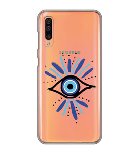 Samsung Galaxy A30S/A50/A50S Uyumlu Nazar Göz Desenli Şeffaf Telefon Kılıfı