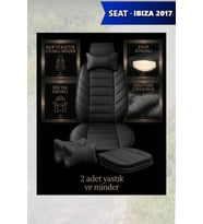 ibiza 2017 Koltuk ve Kılıf uyumlu Minder Siyah Lüks Yastık 2 Minder 2 Yastık