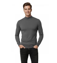 DeepSEA Antrasit Slim Fit Yarım Balıkçı Yaka Likralı İnce Triko Erkek Yarım Boğazlı Kazak 2505502