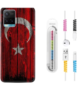 Vivo Y11S Y21S Y20 Y20S Y70 Kılıf Kablo Koruma Spiral Silikon Şanlı Türk Bayrağı 2 1317