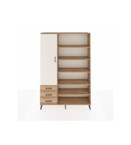 Arges Dolap 9 Raflı 3 Çekmeceli 3 Kapaklı 132x30x195 Çam-Aytaşı/Çam