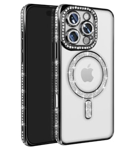 Newface Apple iPhone 16 Pro Max Kılıf Joke Simli Magneticsafe Kılıf - Siyah