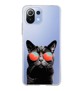 PrintiFy Xiaomi Mi 11 Lite ile Uyumlu 1mm Slim Fit Kedi 3 050d Baskılı Şeffaf  Kılıf