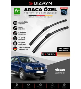 S-Dizayn Nissan Qashqai Ön Cam Silecek Seti 2006-2013 Premium Araca Özel 60-38 Cm A+ Kalite