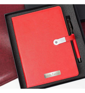 Kişiye Özel 16 GB Hafızalı Usb'li Defter ve Kalem Seti Kırmızı