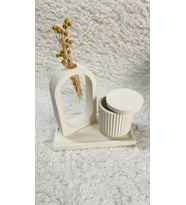 3 lü Kare Tabaklı Dekor Obje ve Kapaklı Dekorasyon Set