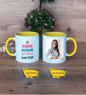 Kadın Doğum Uzmanı Kupa Bardak Sarı Fotoğraflı Tıp Bayramı Hediyesi