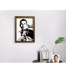 BK Gift Kişiye Özel Godfather Baba Tasarımlı Doğal Masif Ahşap Çerçeveli Tablo 45x65cm-7