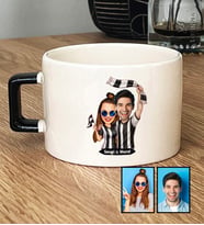 Kişiye Özel Karikatürlü Siyah Beyaz Taraftar Sevgiliye Hediye Lüks Fincan Sevgililer Günü Hediyesi