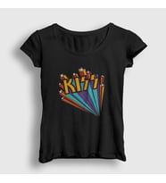 Presmono Kadın Siyah Retro Kiss T-Shirt 91662tt