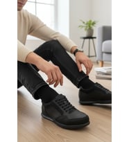 Enoch Hakiki Deri Süet Detaylı Bağcıklı Erkek Sneaker Ortopedik Taban