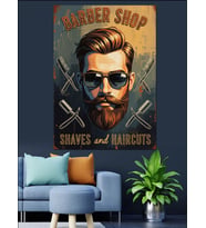 Klasik Berber Dükkanı Salon Logosu Dekoratif Kanvas - Mdf Ahşap Tablo