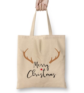 Merry Christmas Red Nose Antler Gift Bez Çanta Uzun Saplı