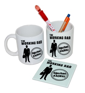 Babalar Günü Hediye Seti - Working Dad Temalı Kişiye Özel İsimli Hediye