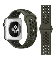 Apple Watch 10/11 42mm-38/40/41mm Kordon Delikli Spor Kordon 2/3/4/5/6/se/7/8/9 (Asker Yeşili)