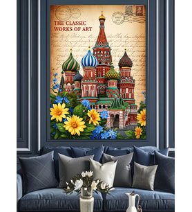 Rusya Katedral Vintage Poster Dekoratif Kanvas - Mdf Ahşap Tablo