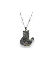 Nota Müzik Siyah Kedi Kolye (Gümüş)