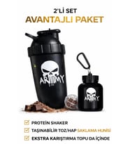 Protein Shaker + Toz Saklama Hunisi Sporcu Shaker + Toz Saklama Kabı Fitness Shaker Pillbox