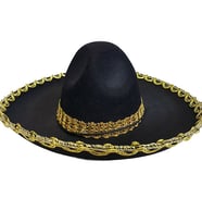 Altın Renk Şeritli Meksika Mariachi Latin Şapkası 55 cm Çocuk (Çok Renkli)