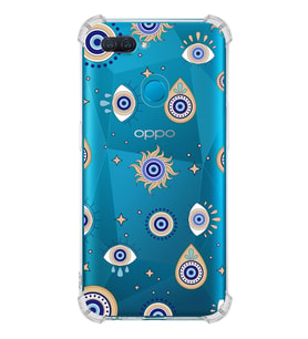 PrintiFy Oppo A12 Uyumlu Nazar Boncuğu 5 Baskılı Şeffaf Köşe Korumalı Antişok Kılıf