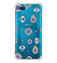 PrintiFy Oppo A12 Uyumlu Nazar Boncuğu 5 Baskılı Şeffaf Köşe Korumalı Antişok Kılıf