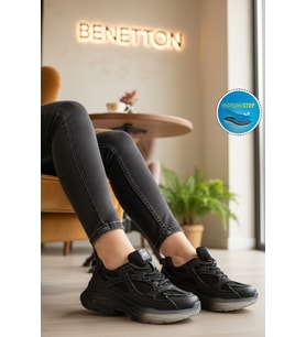 United Colors Of Benetton Füme Bağcıklı Memory Foam Kadın Spor Ayakkabı BNI-11120 G