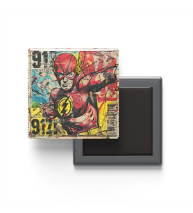 Flash - Baskılı Buzdolap Magneti Kare - 9x9 cm