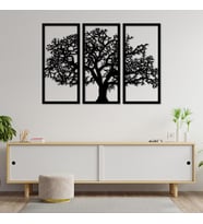 54x40 Cm 3'lü Ağaç Desenli Ahşap Duvar Panosu