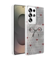 Samsung Galaxy S25 Ultra Kılıf Kamera Korumalı Fiyonk Kalp Figürlü Ponti Kapak (Açık Mavi)