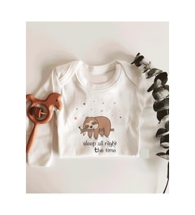 Sleep All The Time Uzun Kol Çıtçıtlı Organik Bebek Body