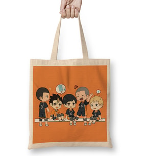 Haikyuu Karasuno chibi Bez Çanta Uzun Saplı