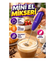 Mini El Mikseri Pilli Portatif Kahve Süt Krema ve Sos Karıştırıcı Paslanmaz Çelik Başlıklı