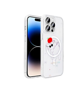 Apple iPhone 14 Pro Max Kılıf M-Safe Şarj Özellikli Şeffaf Zore Folk Sert Kapak