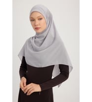 MıssColor A2801 Büyük Şifon Eşarp 120x120 - Bej (Gümüş)