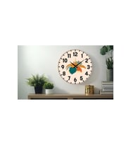 Dekoratif Türkçe Rakamlı UV Baskılı Duvar Saati (Sessiz) Akar Mekanizma 40CM Metal Akrep Yelkovan