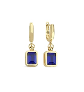 Mavi Topaz Taşlı Altın Küpe AHK07