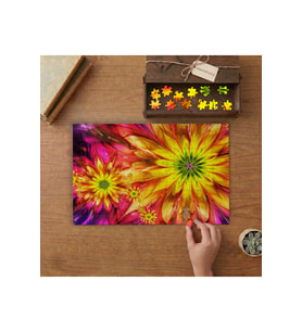 Çok Renkli Çiçekler İllüstrasyon Tasarımı 240 parça Ahşap Puzzle Ahşap Kutuda MP06616