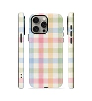 iPhone 15 Pro Vorian Çift Katmanlı Kılıf Pastel Gingham