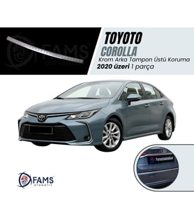 Toyota Corolla Krom Arka Tampon Üstü Koruma 2020 üzeri Sedan P,Çelik (Taşlı)