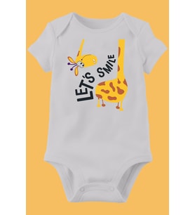 Bebek Beyaz Organik Baskılı Pamuklu Body