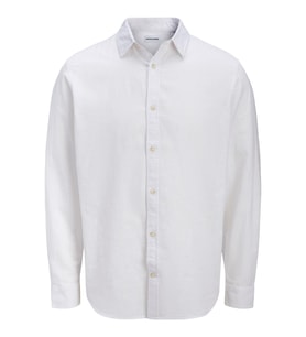 Jack & Jones JJESUMMER Linen Blend Erkek Keten Karışımlı Uzun Kollu Gömlek Yazlık (Beyaz)
