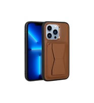 Apple iPhone 13 Pro Uyumlu Kılıf Kartlıklı Standlı Pu Deri Zore Memo Kapak (Kahverengi)