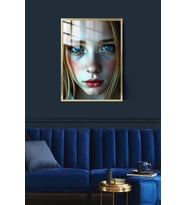 AI Girl Çerçeveli Metal Poster Tablo